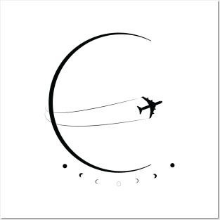 Aircraft crossing moonlight design Posters and Art